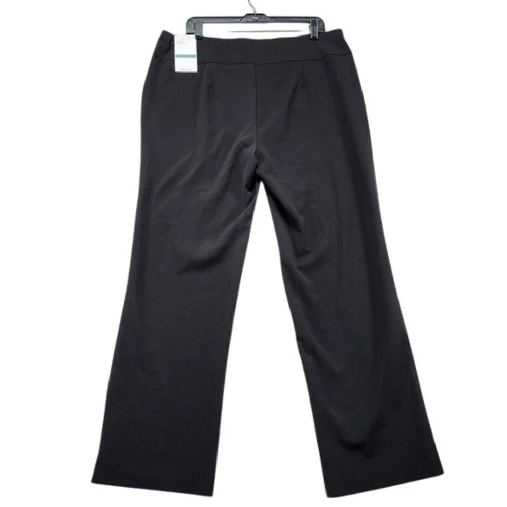 Harbor Bay Collection Women Black Straight Leg‎ Zipper Pocket Pants Plus Size 16